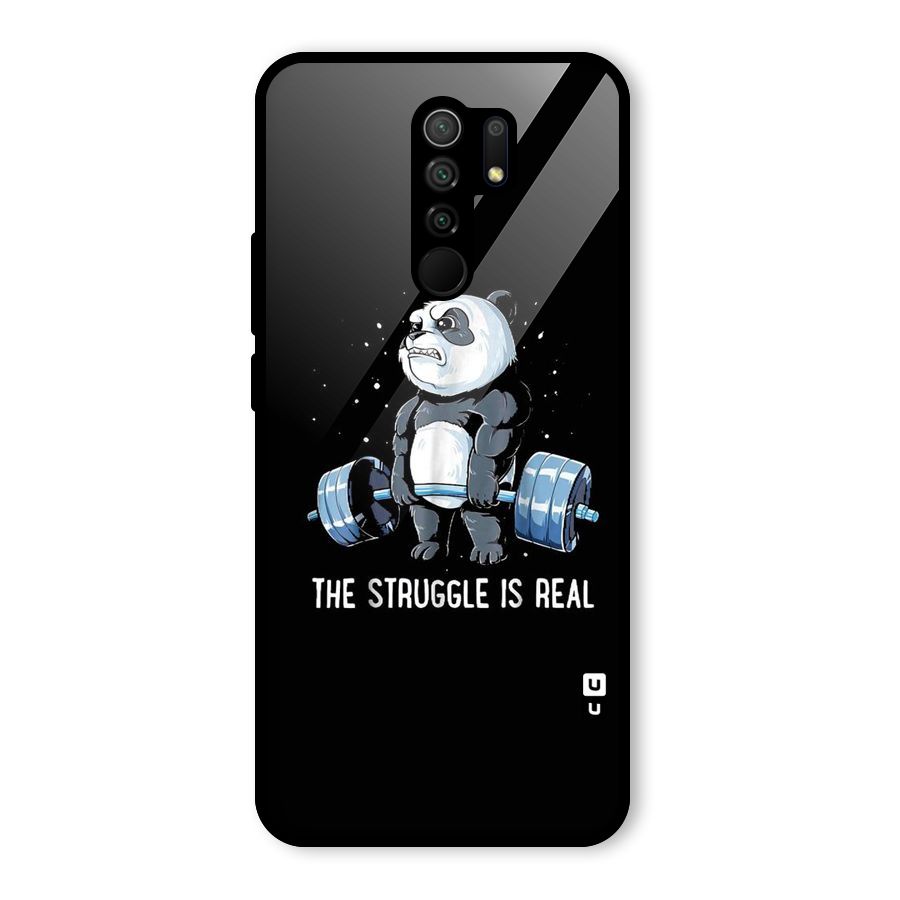 Struggle is Real Panda Glass Back Case for Redmi 9 Prime