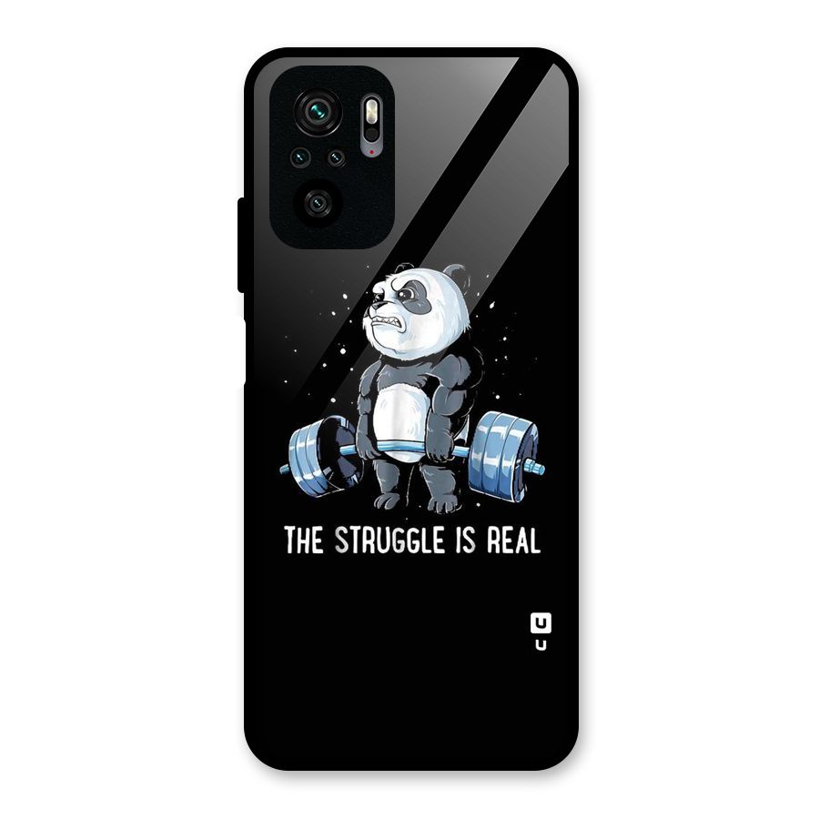 Struggle is Real Panda Glass Back Case for Redmi Note 10S