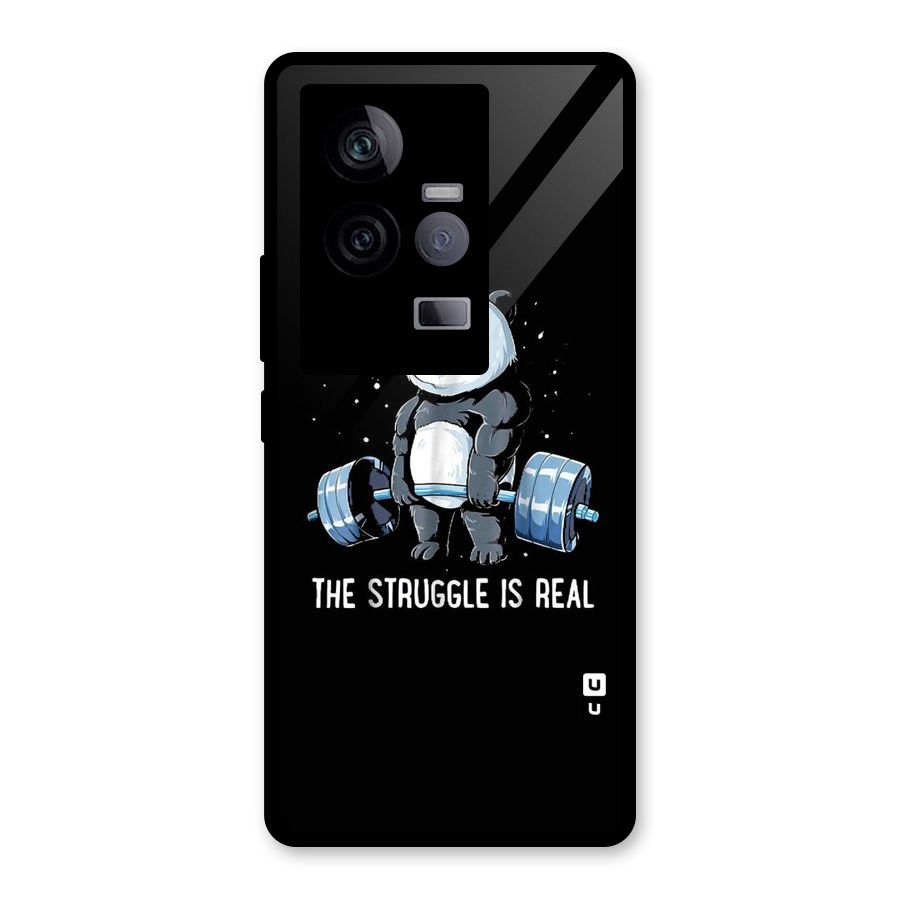 Struggle is Real Panda Glass Back Case for Vivo iQOO 11 5G