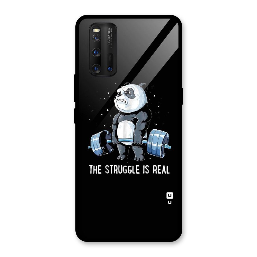Struggle is Real Panda Glass Back Case for Vivo iQOO 3
