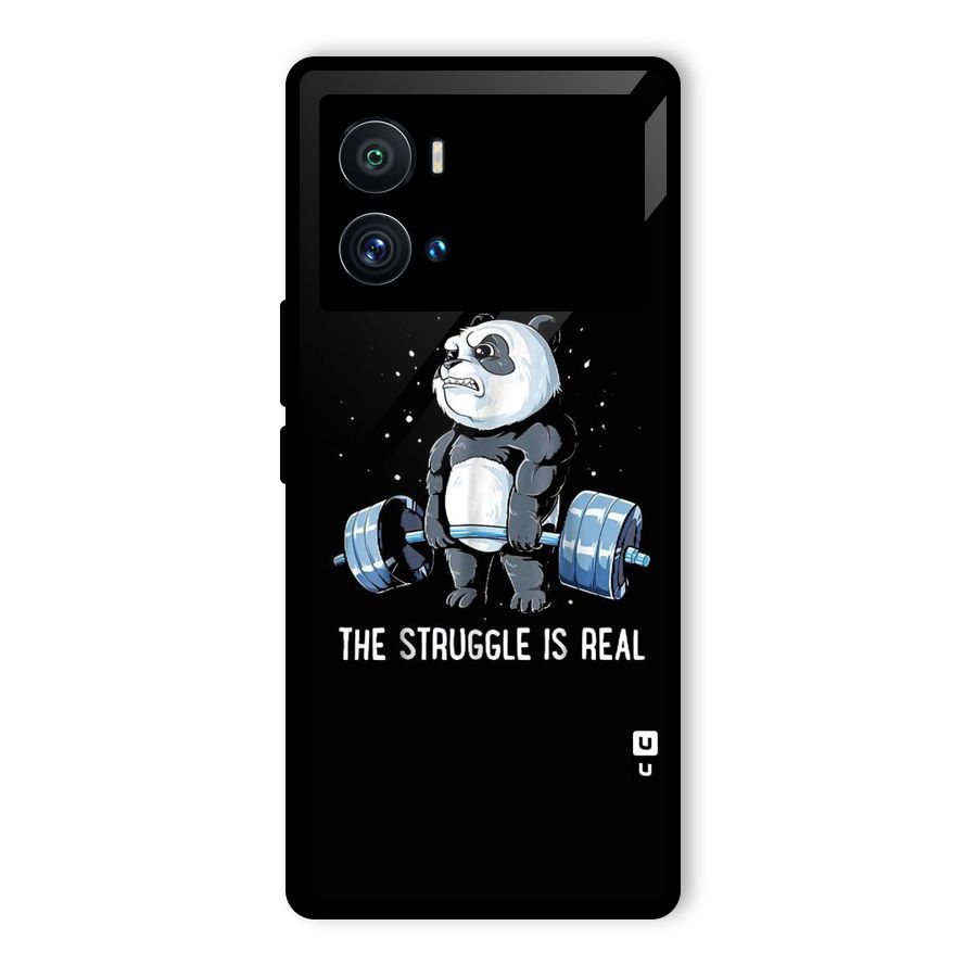 Struggle is Real Panda Glass Back Case for Vivo iQOO 9 Pro