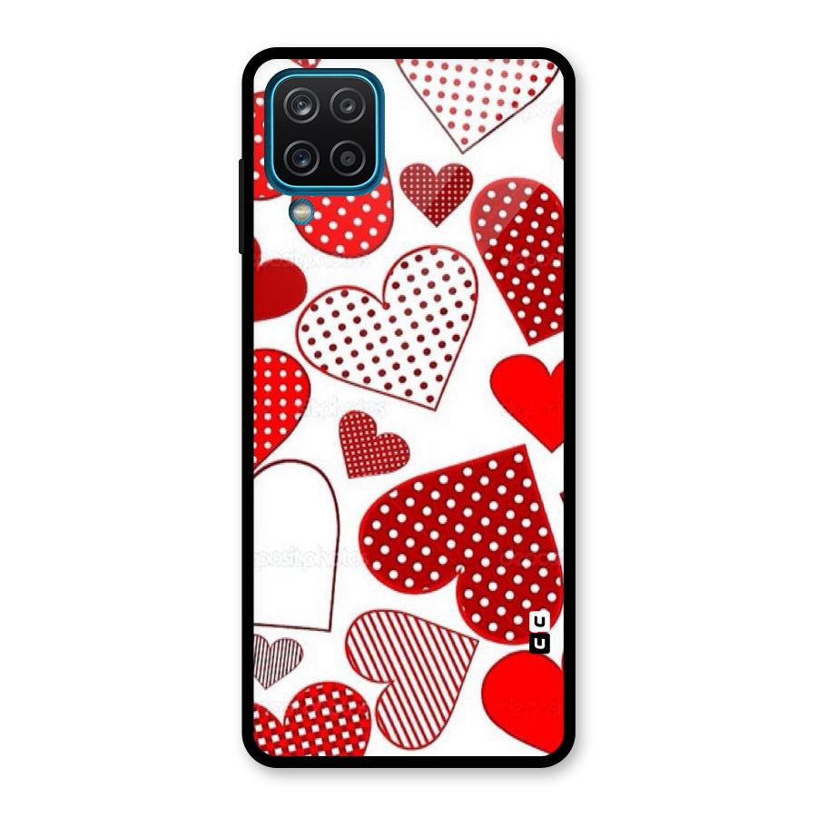 Style Hearts Glass Back Case for Galaxy A12