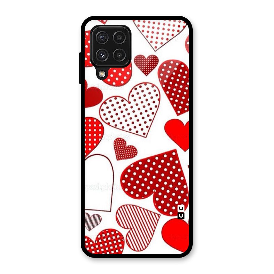 Style Hearts Glass Back Case for Galaxy A22 4G