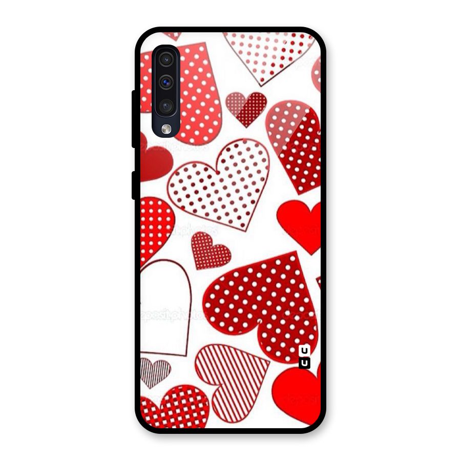 Style Hearts Glass Back Case for Galaxy A50