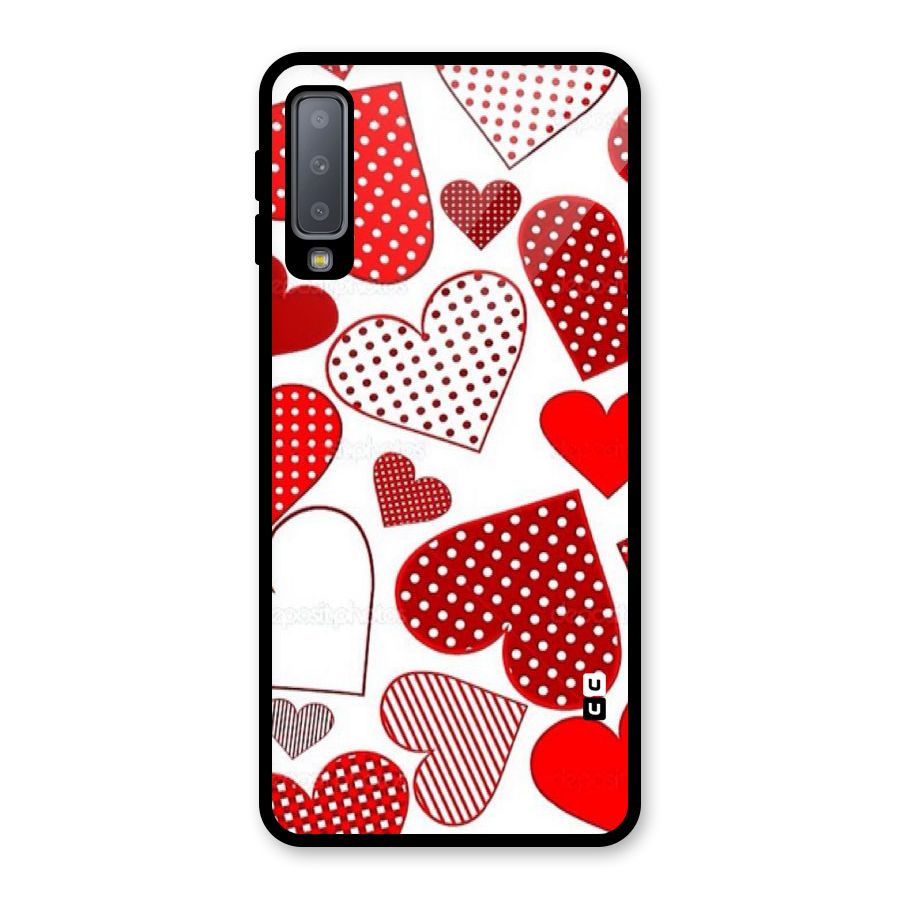 Style Hearts Glass Back Case for Galaxy A7 (2018)