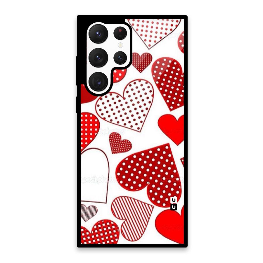 Style Hearts Glass Back Case for Galaxy S22 Ultra 5G