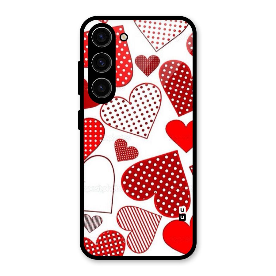 Style Hearts Glass Back Case for Galaxy S23