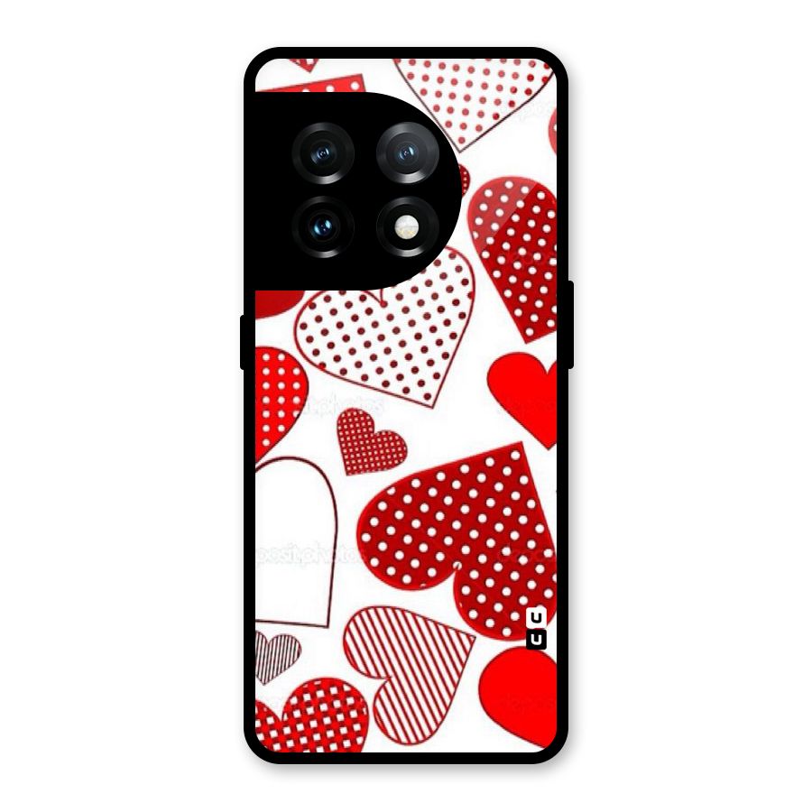 Style Hearts Glass Back Case for OnePlus 11