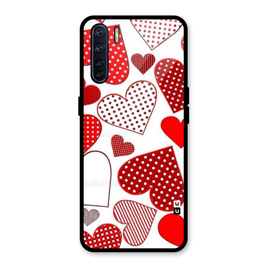 Style Hearts Glass Back Case for Oppo F15