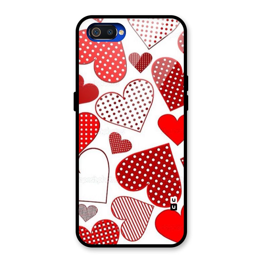Style Hearts Glass Back Case for Realme C2