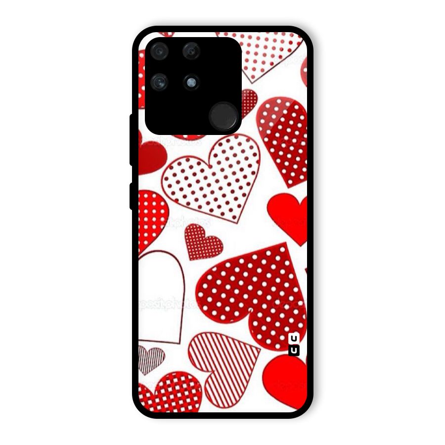Style Hearts Glass Back Case for Realme Narzo 50A