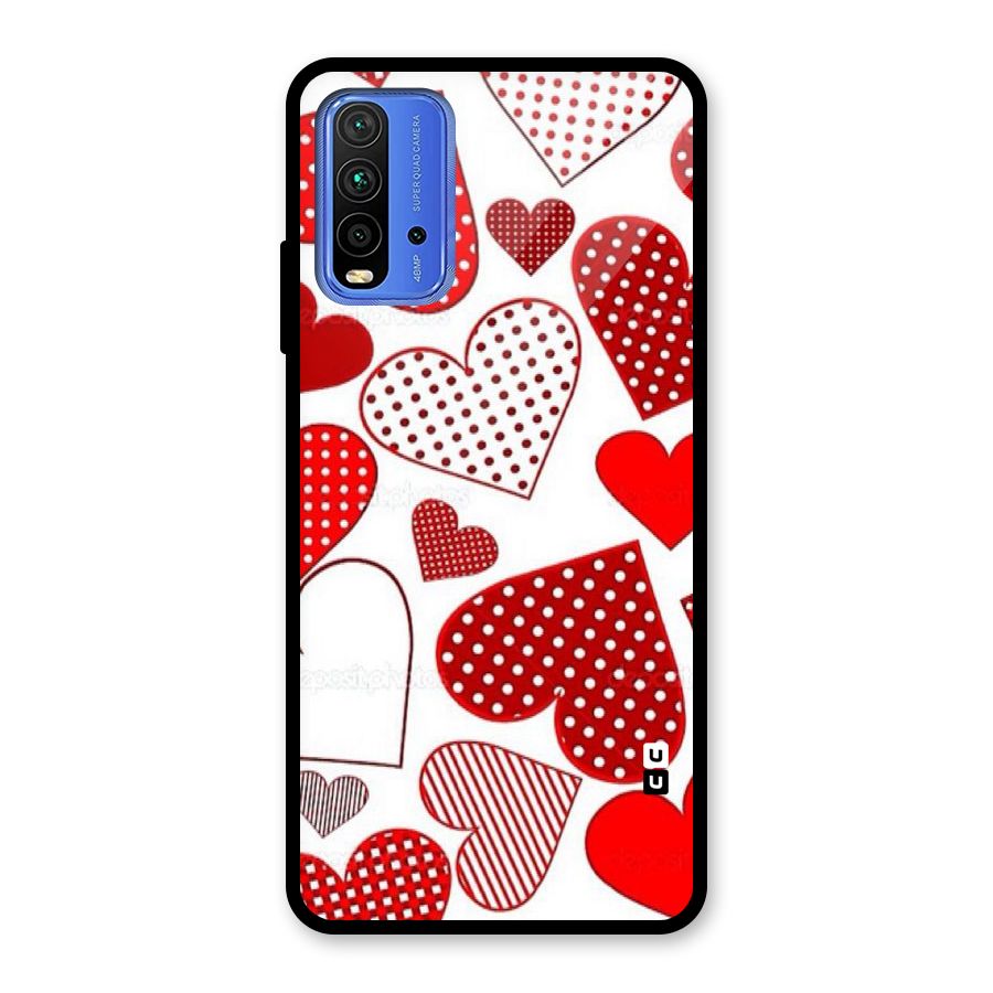 Style Hearts Glass Back Case for Redmi 9 Power
