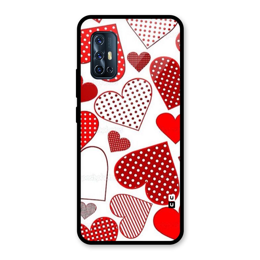 Style Hearts Glass Back Case for Vivo V17
