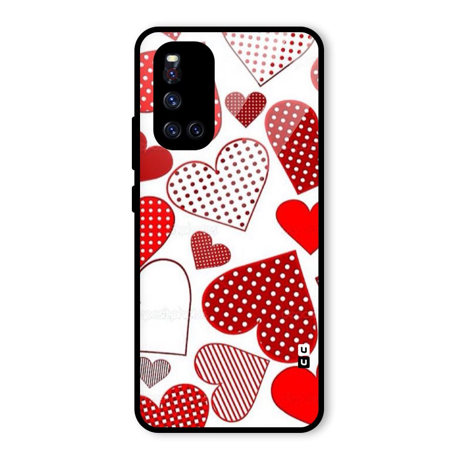Style Hearts Glass Back Case for Vivo V19
