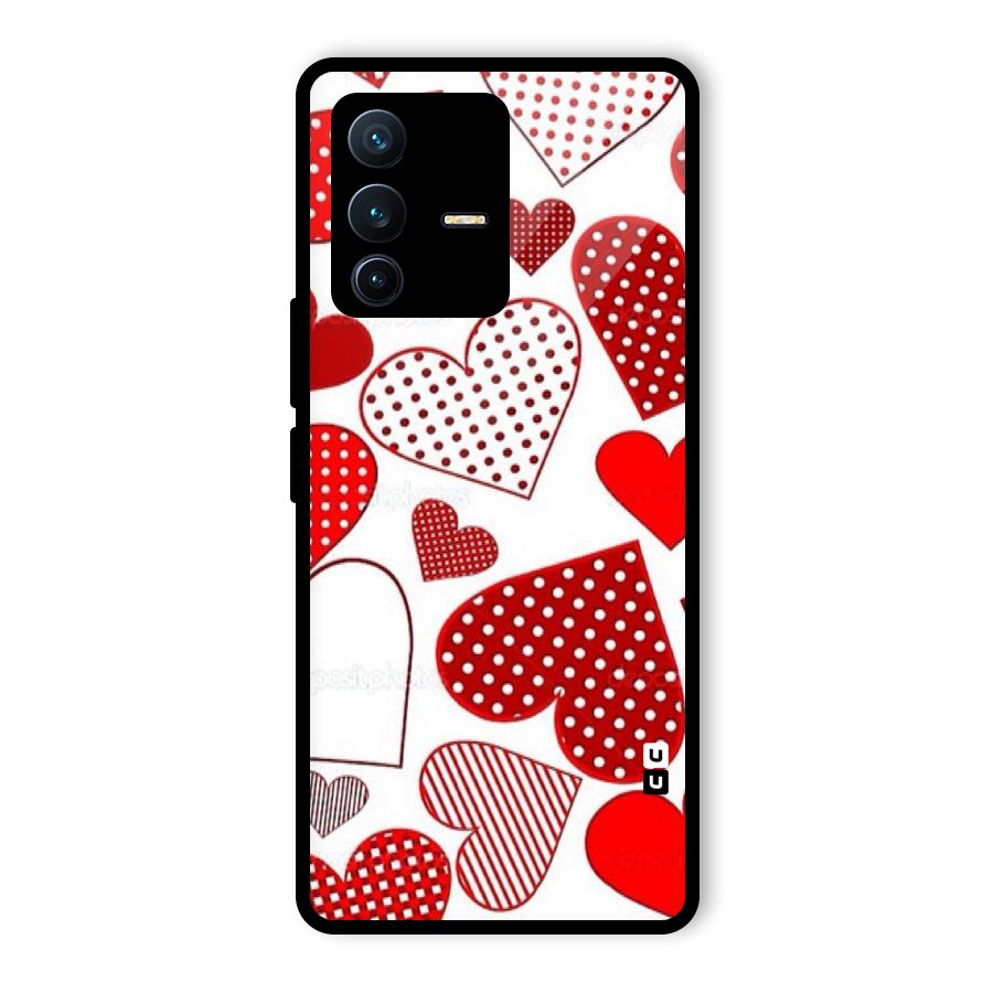 Style Hearts Glass Back Case for Vivo V23 Pro