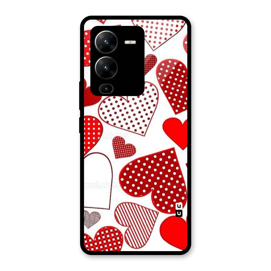 Style Hearts Glass Back Case for Vivo V25 Pro