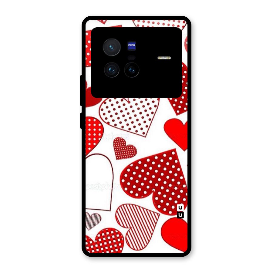 Style Hearts Glass Back Case for Vivo X80