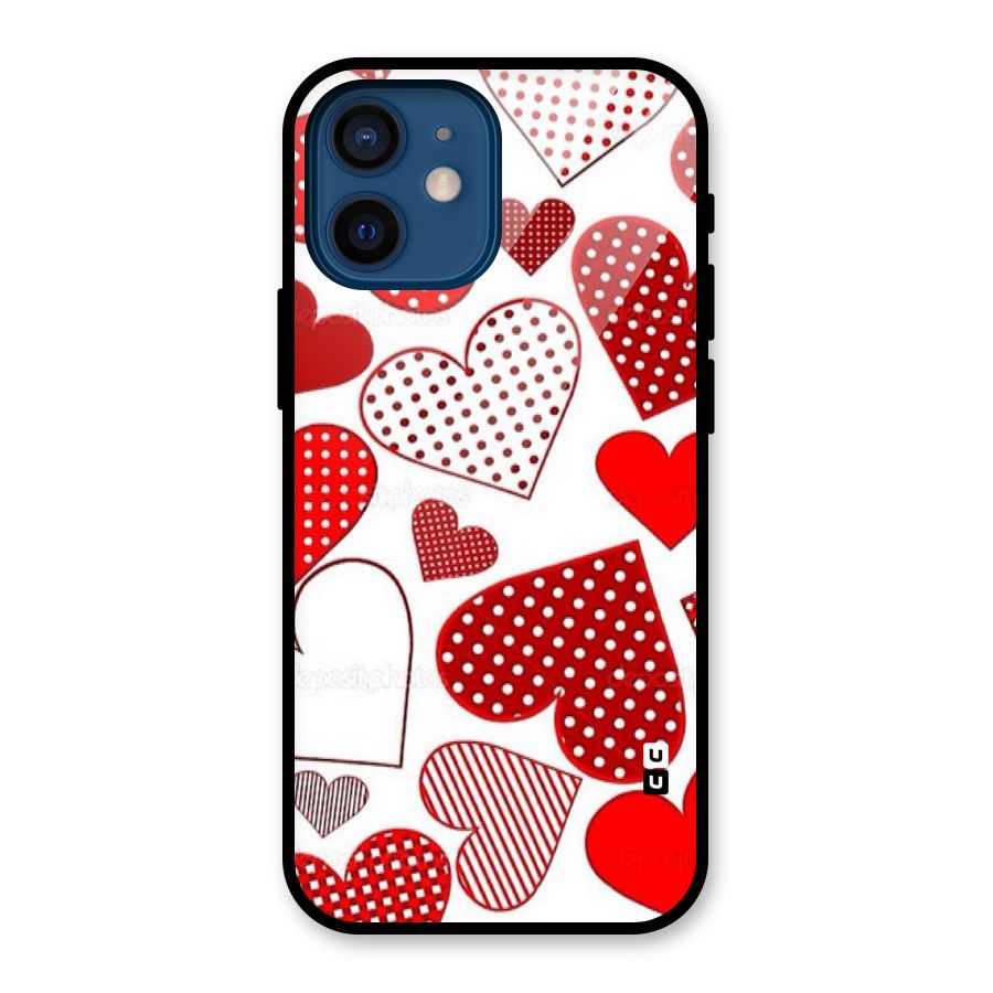 Style Hearts Glass Back Case for iPhone 12 Mini