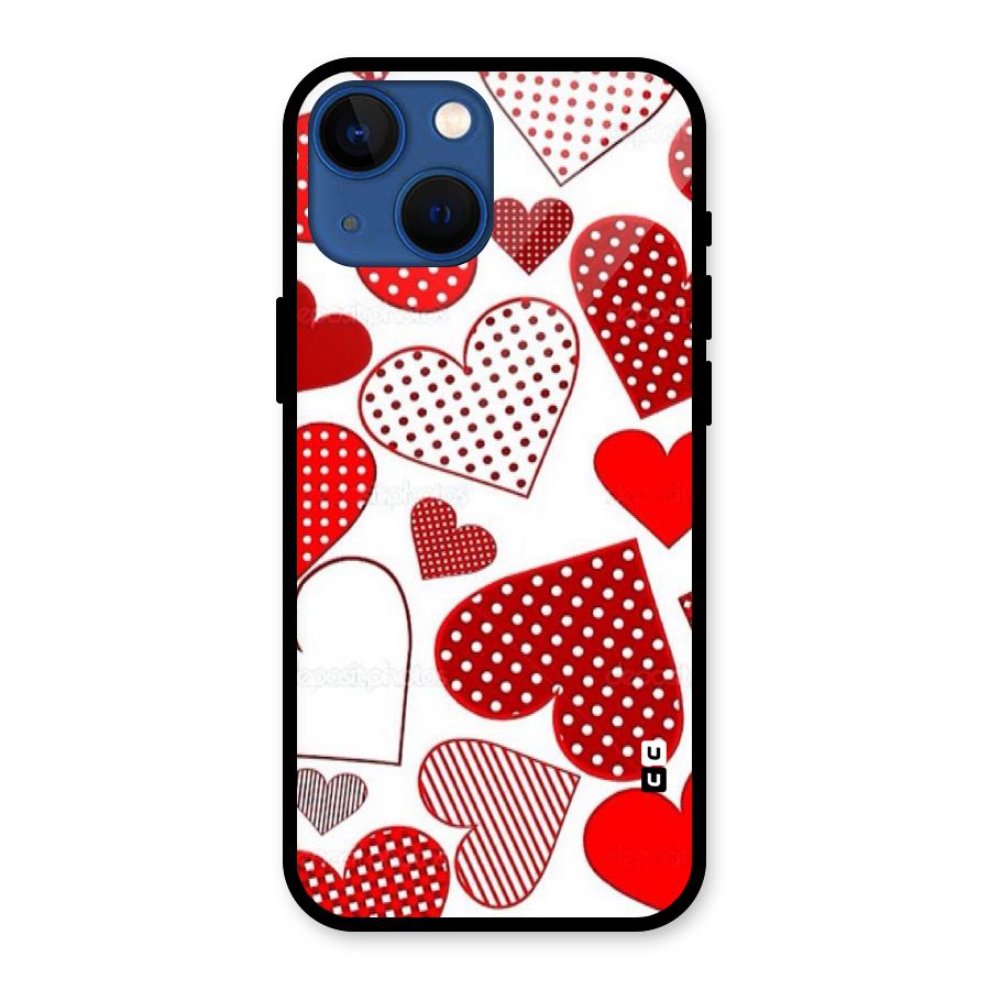 Style Hearts Glass Back Case for iPhone 13 Mini