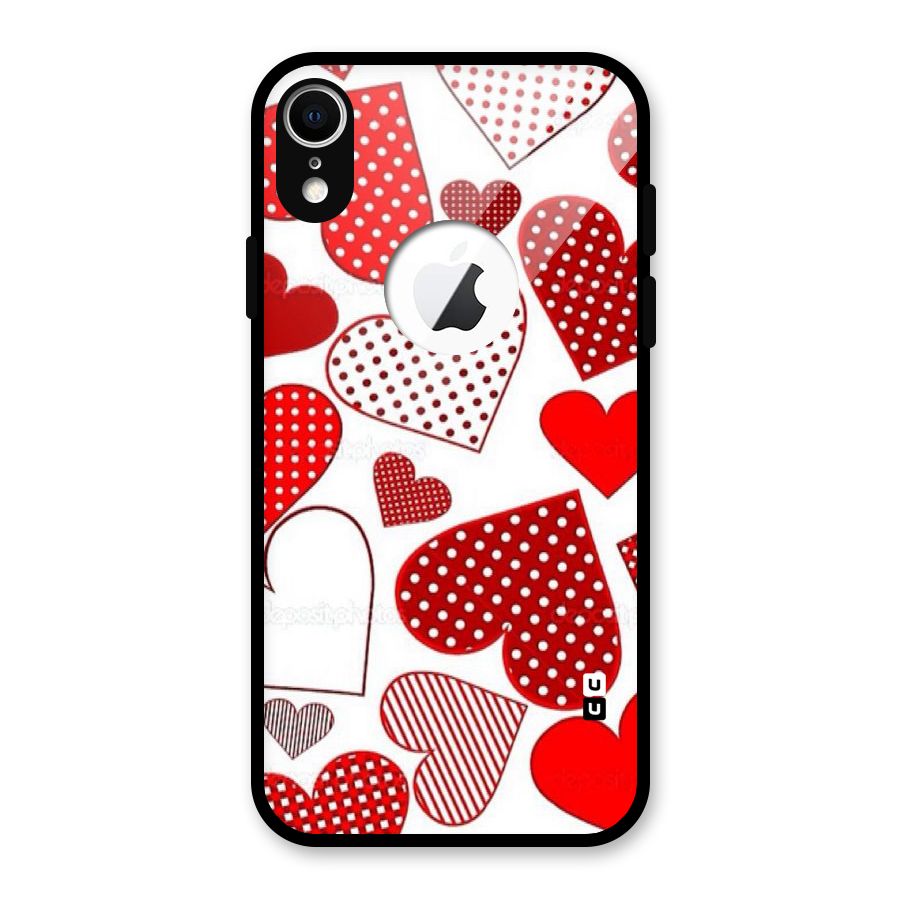 Style Hearts Glass Back Case for iPhone XR Logo Cut