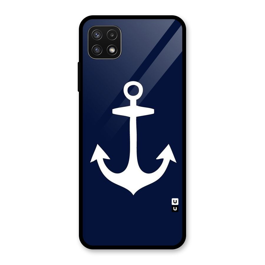 Stylish Anchor Design Glass Back Case for Galaxy A22 5G