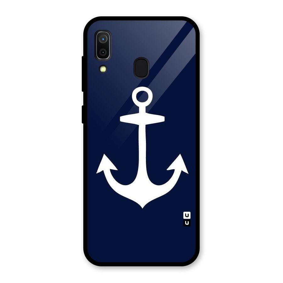 Stylish Anchor Design Glass Back Case for Galaxy A30