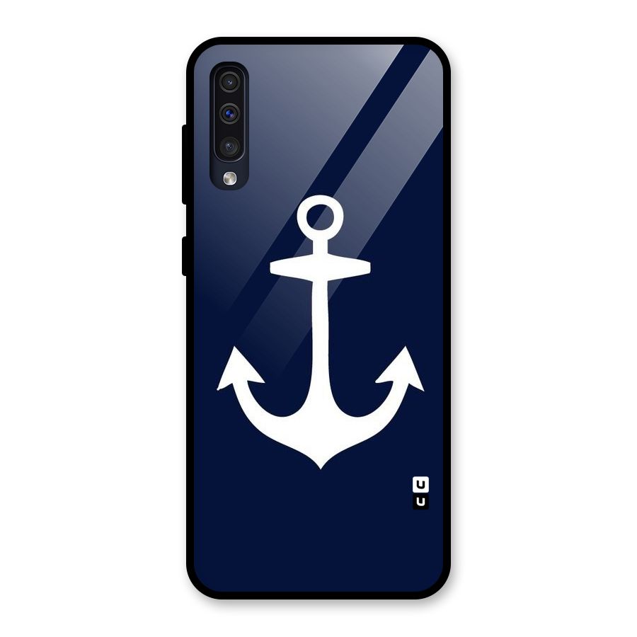 Stylish Anchor Design Glass Back Case for Galaxy A50
