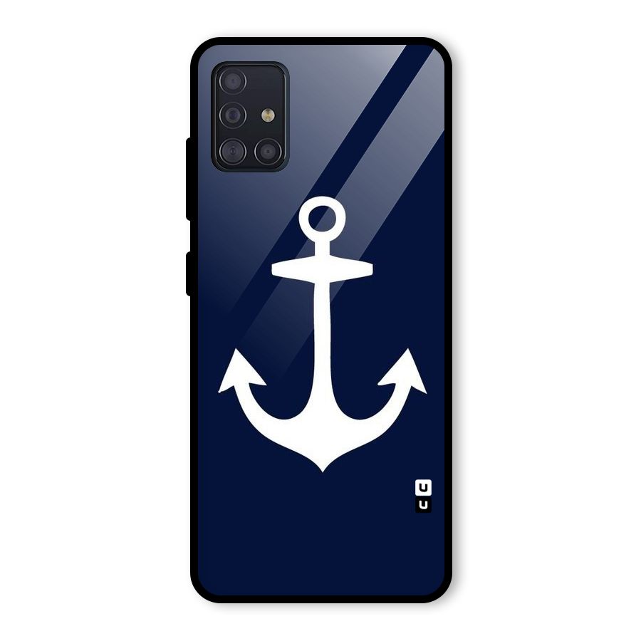 Stylish Anchor Design Glass Back Case for Galaxy A51