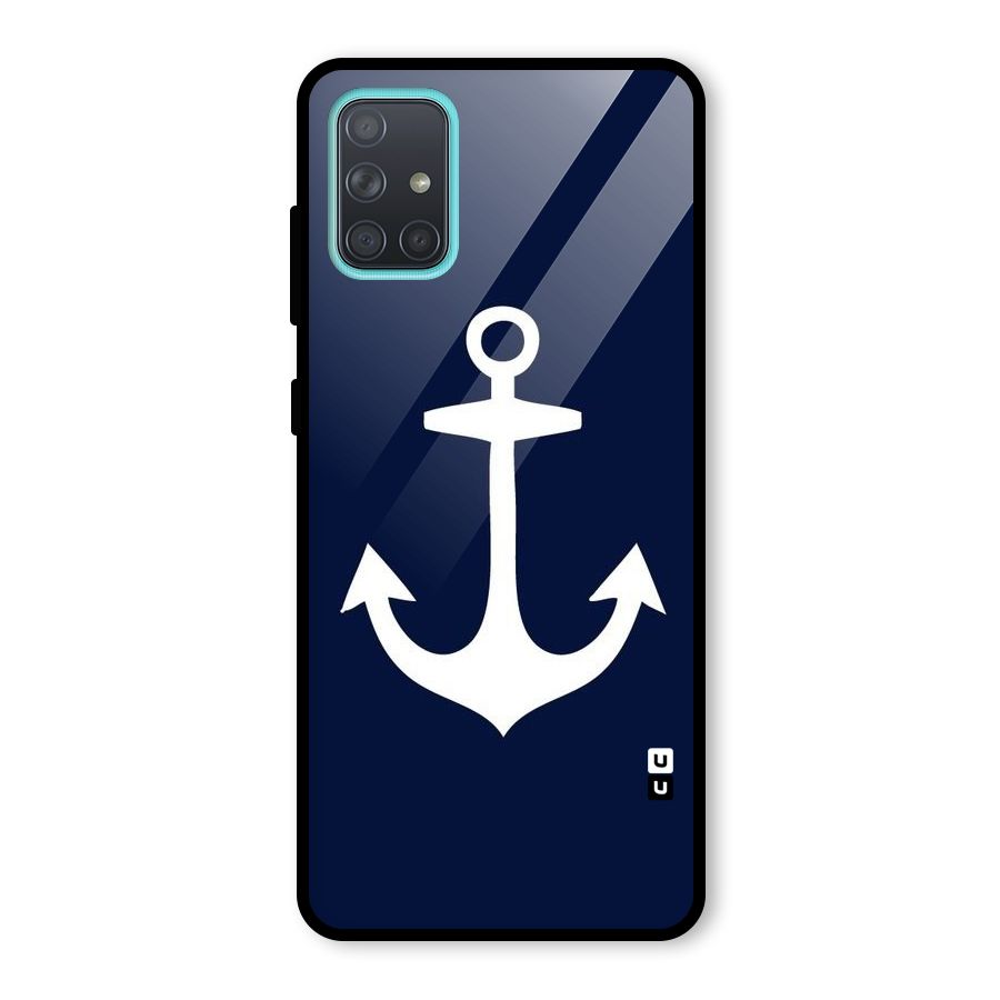 Stylish Anchor Design Glass Back Case for Galaxy A71