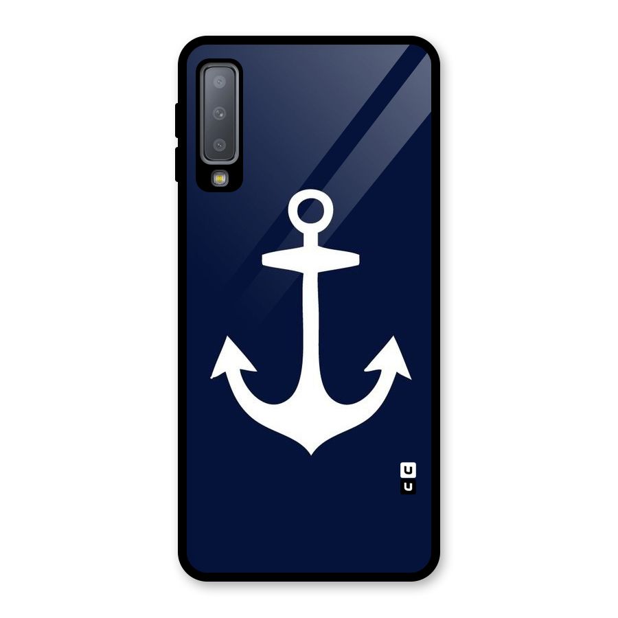 Stylish Anchor Design Glass Back Case for Galaxy A7 (2018)