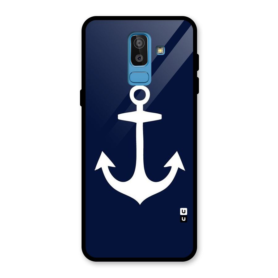 Stylish Anchor Design Glass Back Case for Galaxy J8