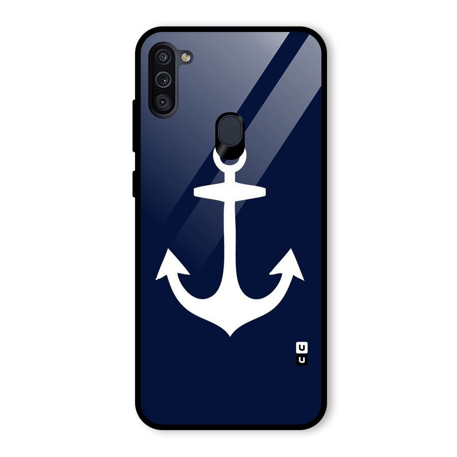 Stylish Anchor Design Glass Back Case for Galaxy M11