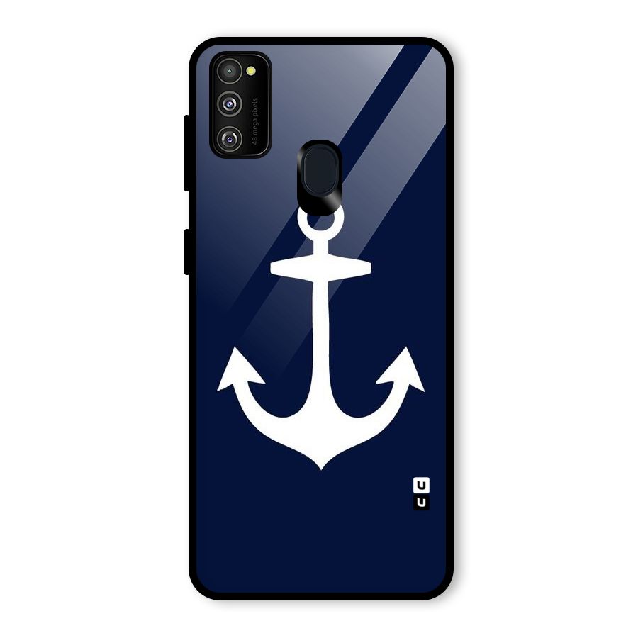 Stylish Anchor Design Glass Back Case for Galaxy M30s
