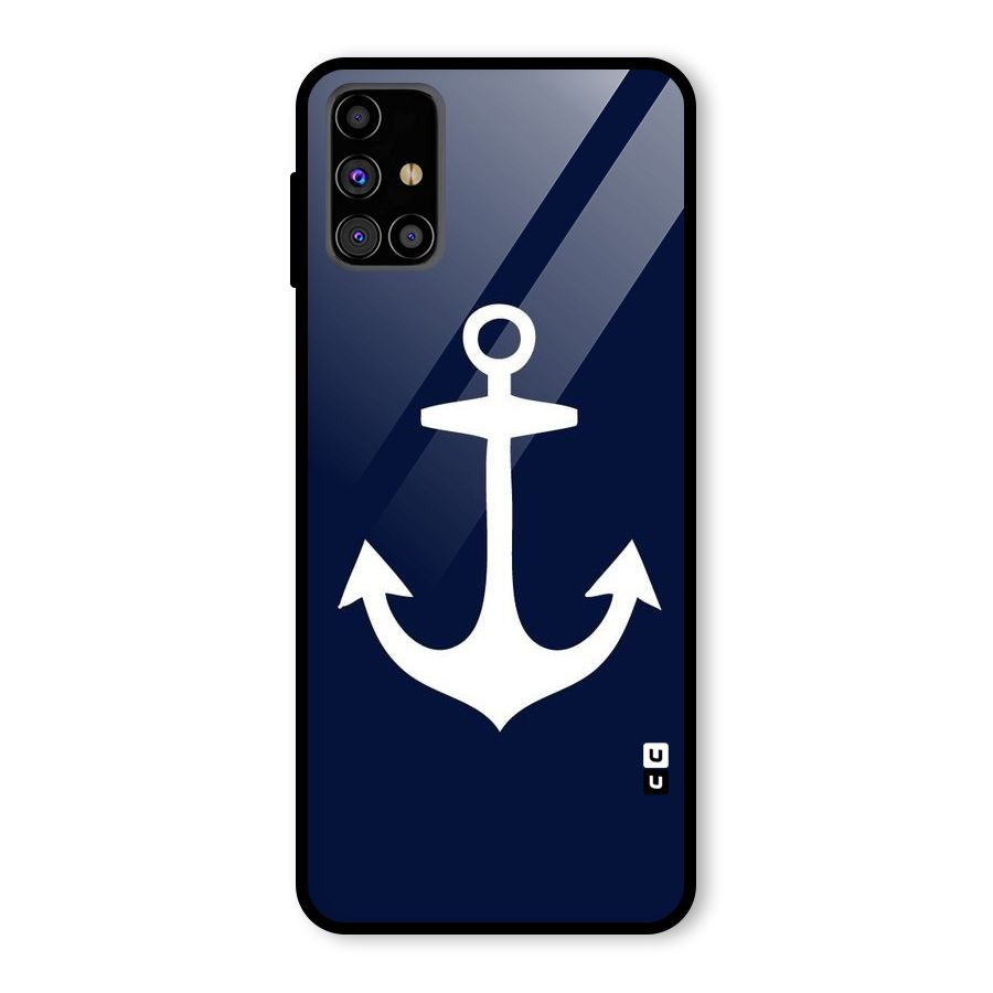 Stylish Anchor Design Glass Back Case for Galaxy M31s