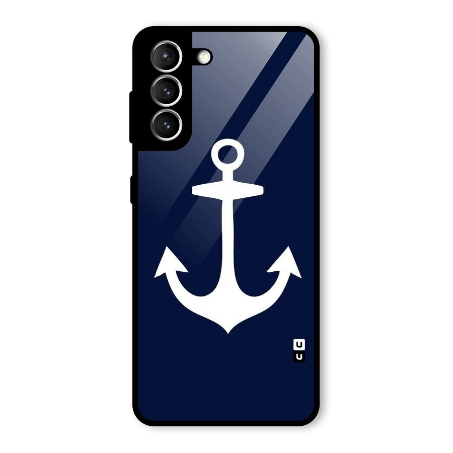 Stylish Anchor Design Glass Back Case for Galaxy S21 5G