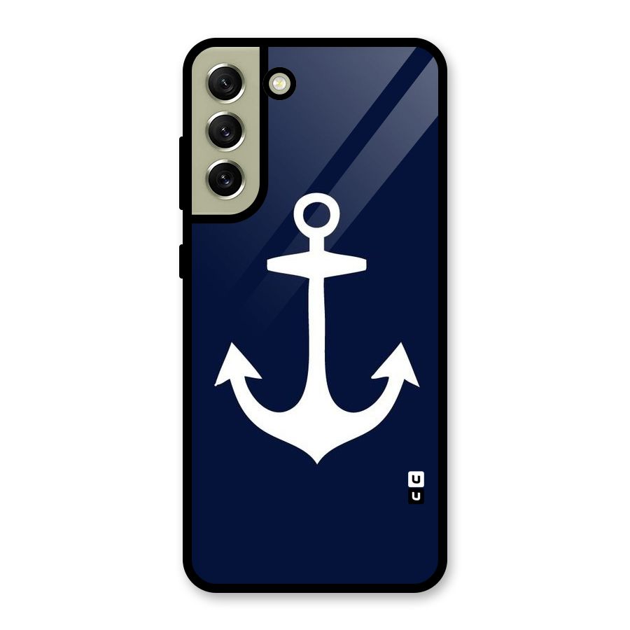 Stylish Anchor Design Glass Back Case for Galaxy S21 FE 5G