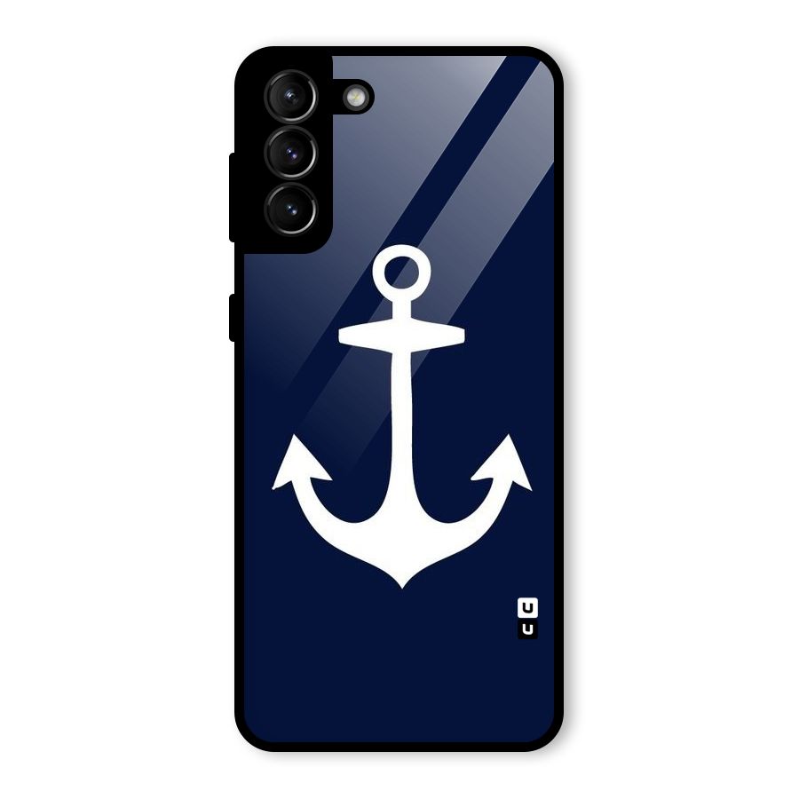 Stylish Anchor Design Glass Back Case for Galaxy S21 Plus