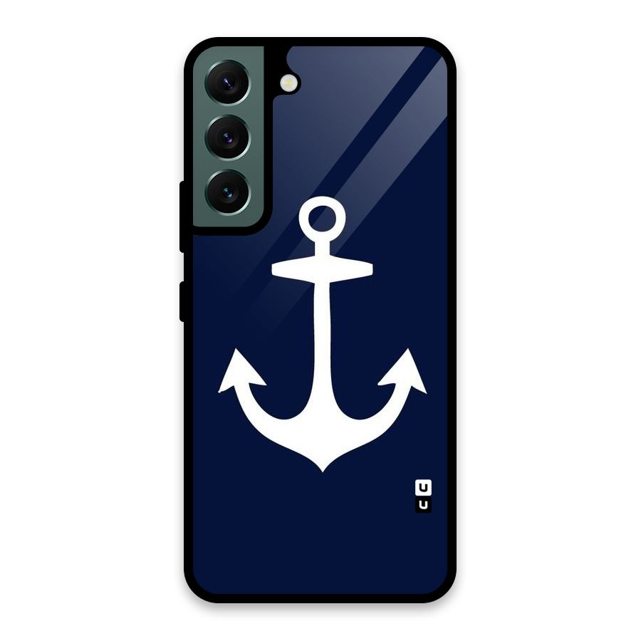 Stylish Anchor Design Glass Back Case for Galaxy S22 5G