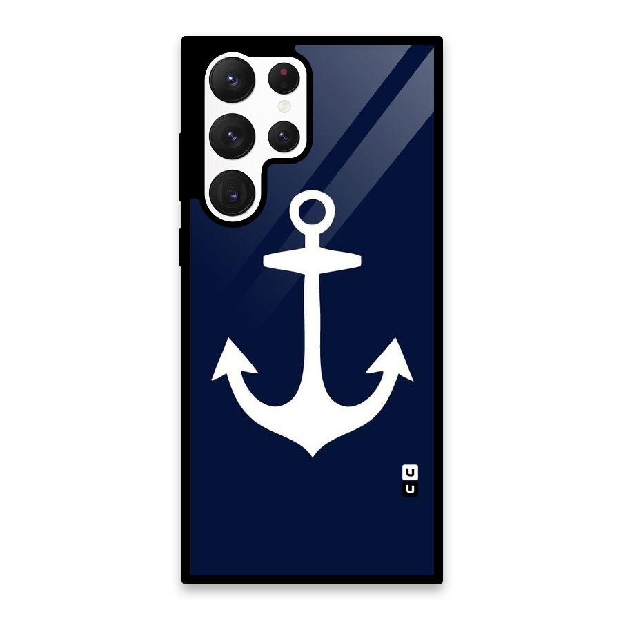 Stylish Anchor Design Glass Back Case for Galaxy S22 Ultra 5G