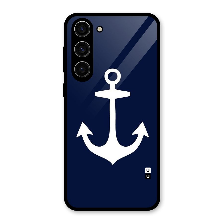 Stylish Anchor Design Glass Back Case for Galaxy S23 Plus