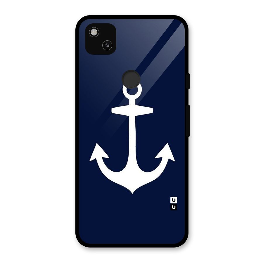 Stylish Anchor Design Glass Back Case for Google Pixel 4a