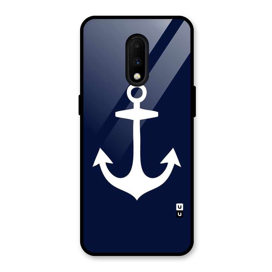Stylish Anchor Design Glass Back Case for OnePlus 7