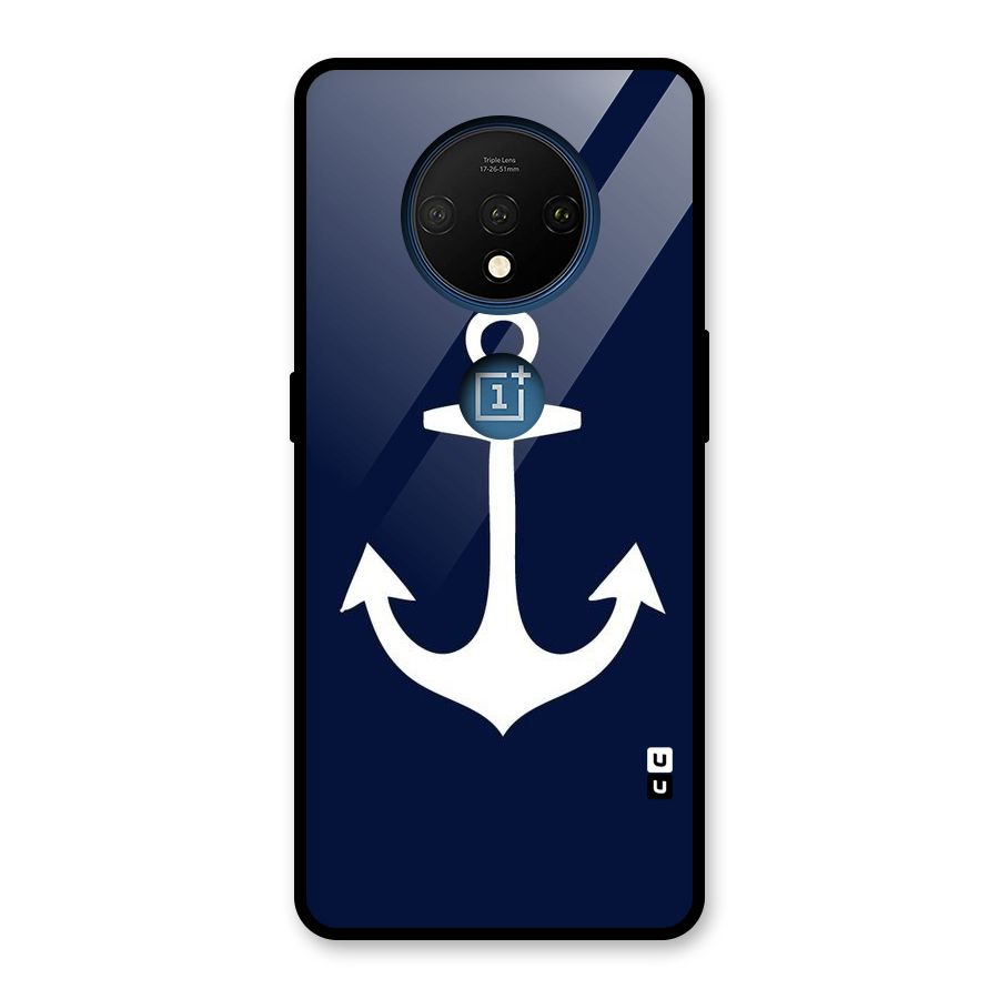 Stylish Anchor Design Glass Back Case for OnePlus 7T