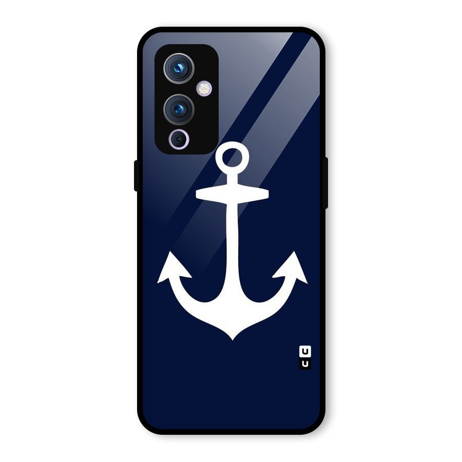 Stylish Anchor Design Glass Back Case for OnePlus 9