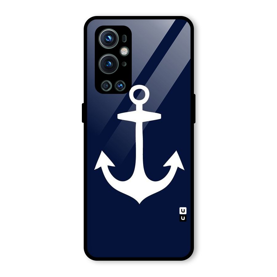 Stylish Anchor Design Glass Back Case for OnePlus 9 Pro