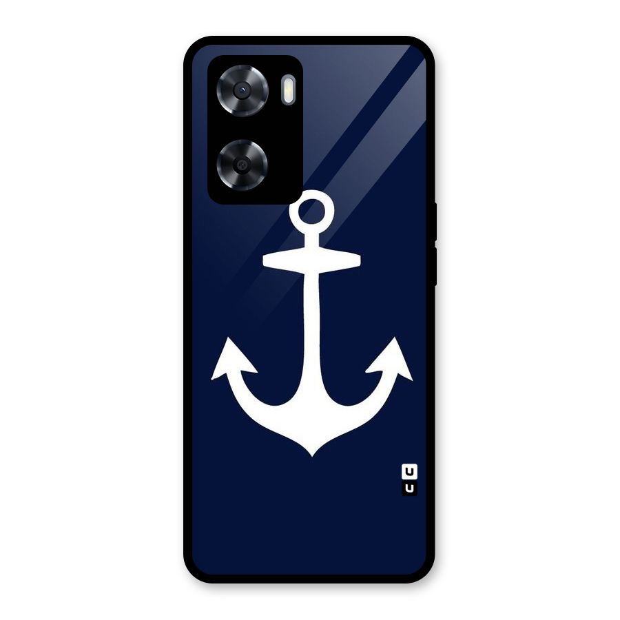 Stylish Anchor Design Glass Back Case for Oppo A57 2022