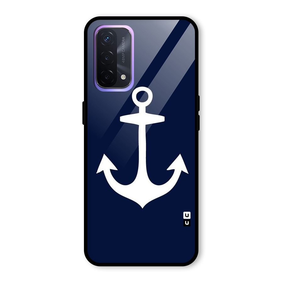Stylish Anchor Design Glass Back Case for Oppo A74 5G