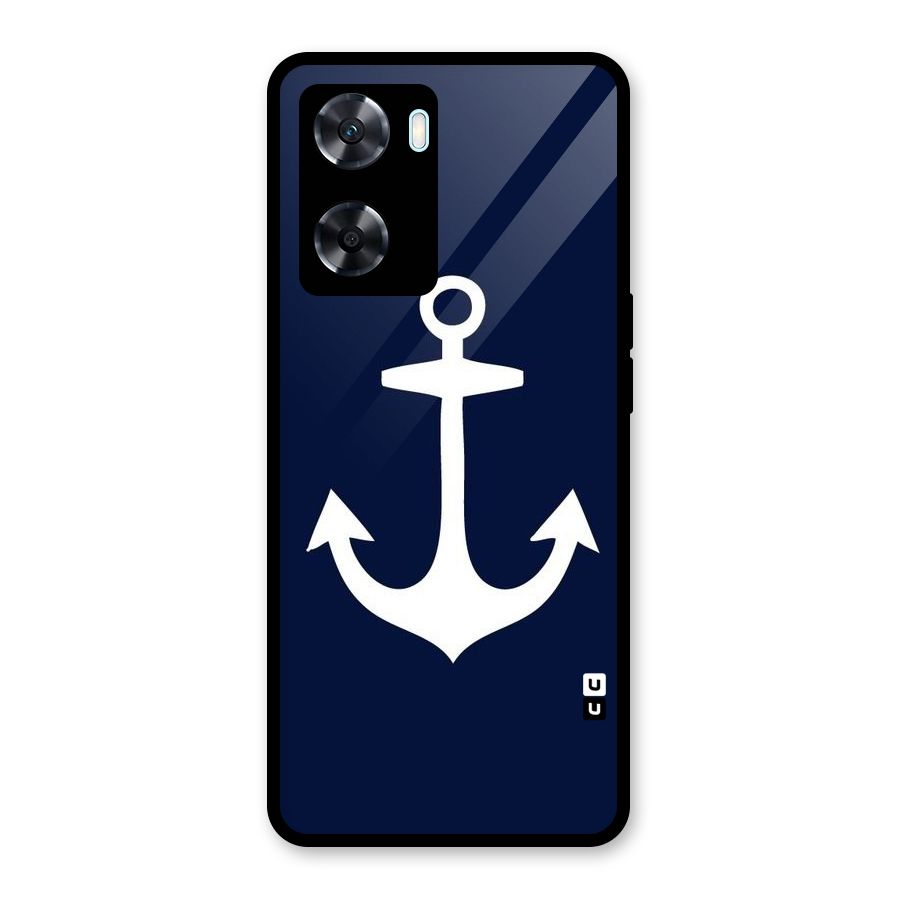 Stylish Anchor Design Glass Back Case for Oppo A77