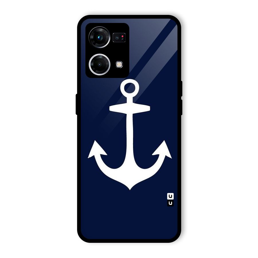 Stylish Anchor Design Glass Back Case for Oppo F21 Pro 4G