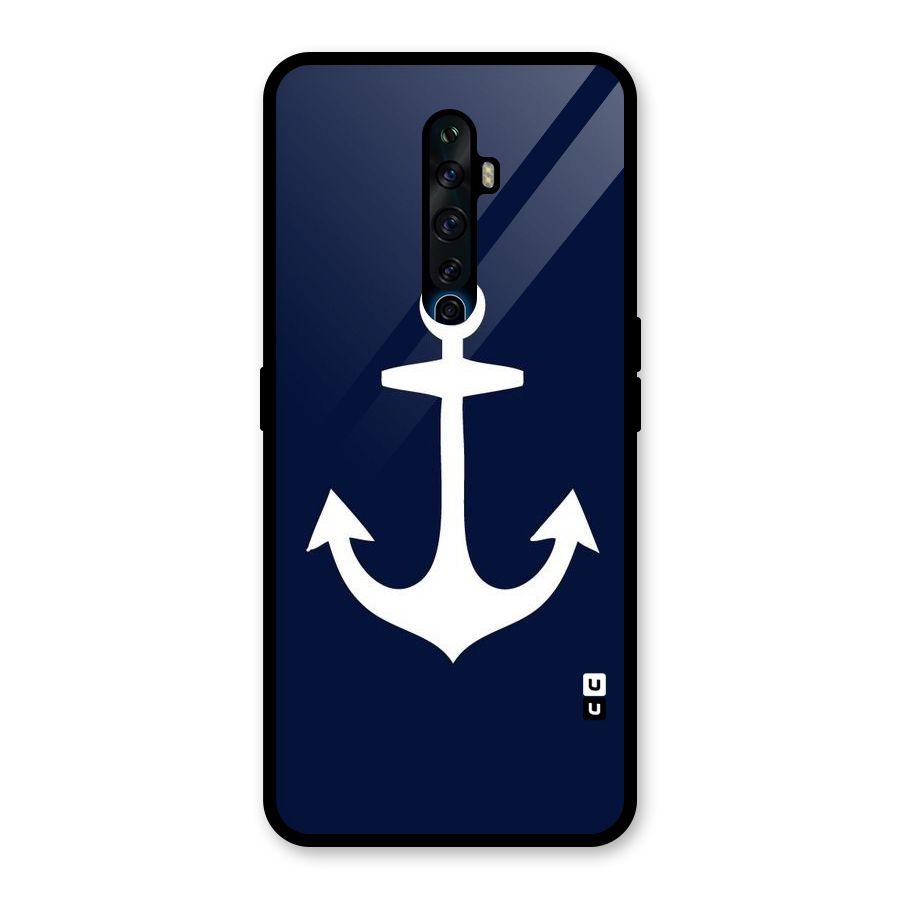 Stylish Anchor Design Glass Back Case for Oppo Reno2 F